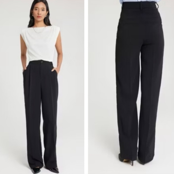 Women's Black Polyester/Rayon Wide Leg Pants - A New Day - 17 - Picture 1 of 10